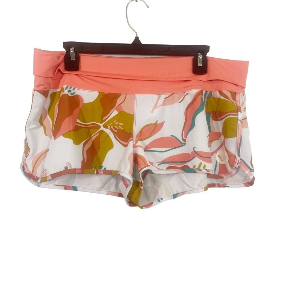 Roxy Coral and White Floral Swim Coverup Shorts
